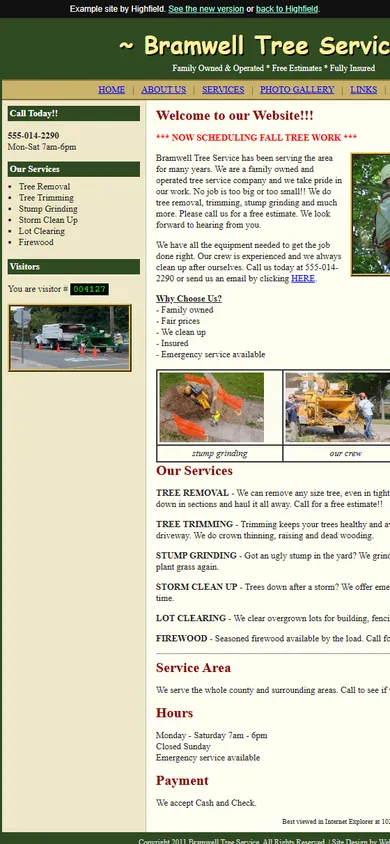 The old site on a phone: a tiny, zoomed-out desktop page